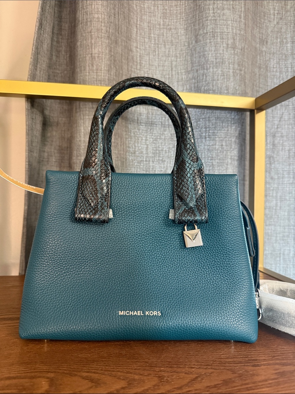 S Michael Kors Rollins Small Satchel Luxe Teal - NWT